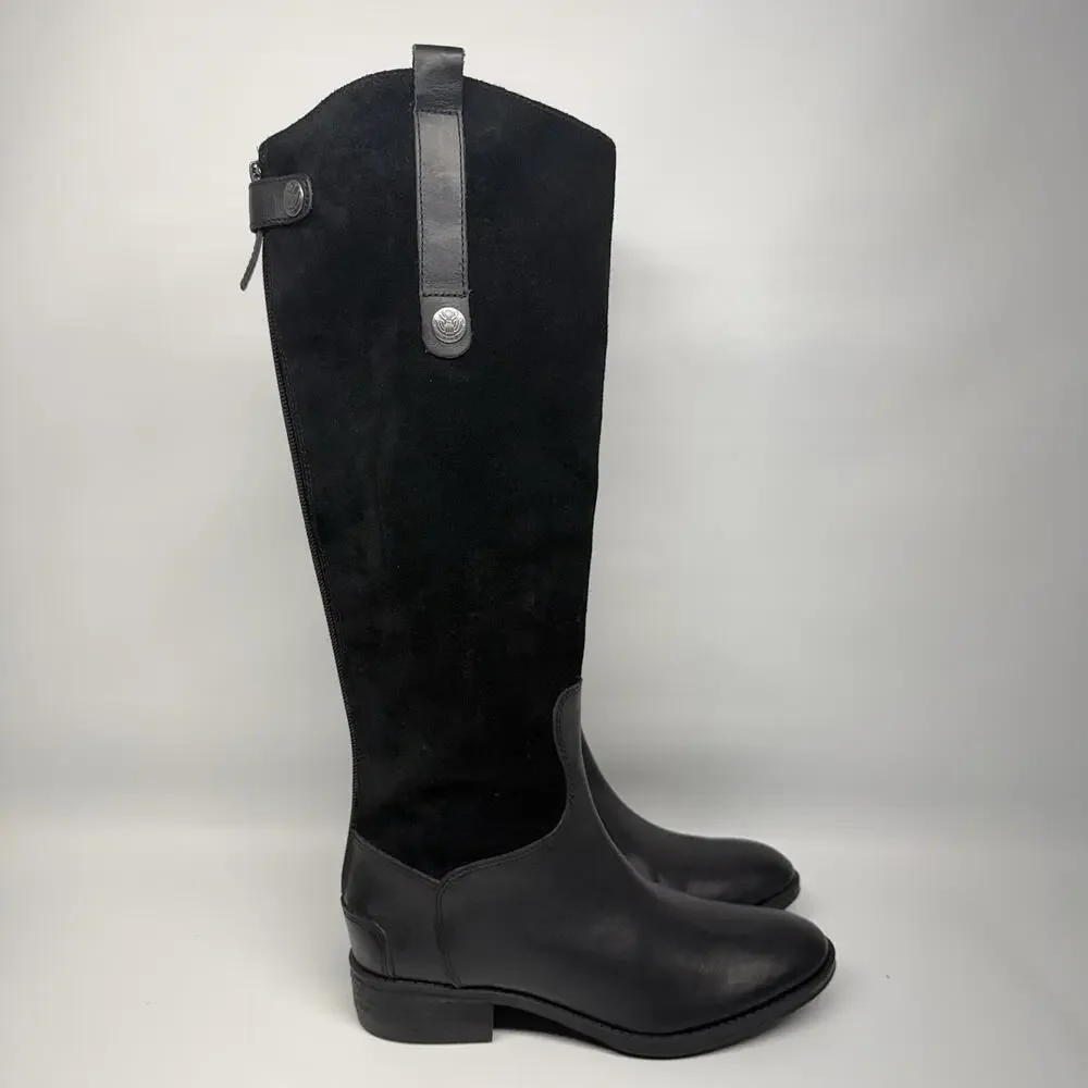 Sam Edelman Black Leather Suede Riding Boots Classic Size 5.5 Equestrian Preppy